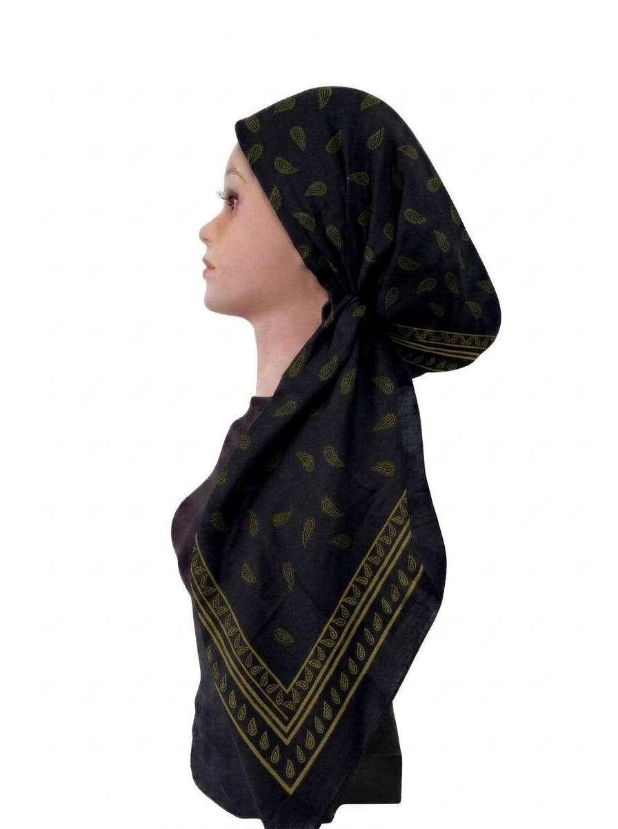 Paisley Headscarf Black/Olive