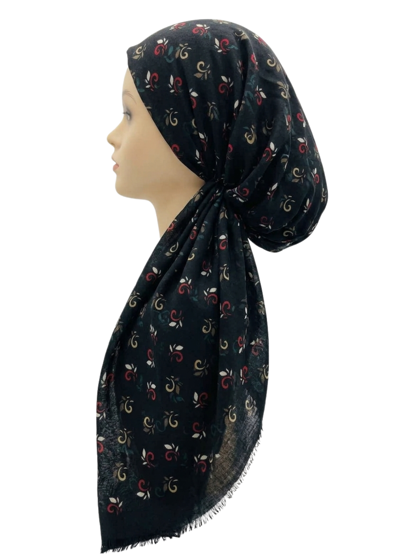 Floral Swirls Headscarf Black