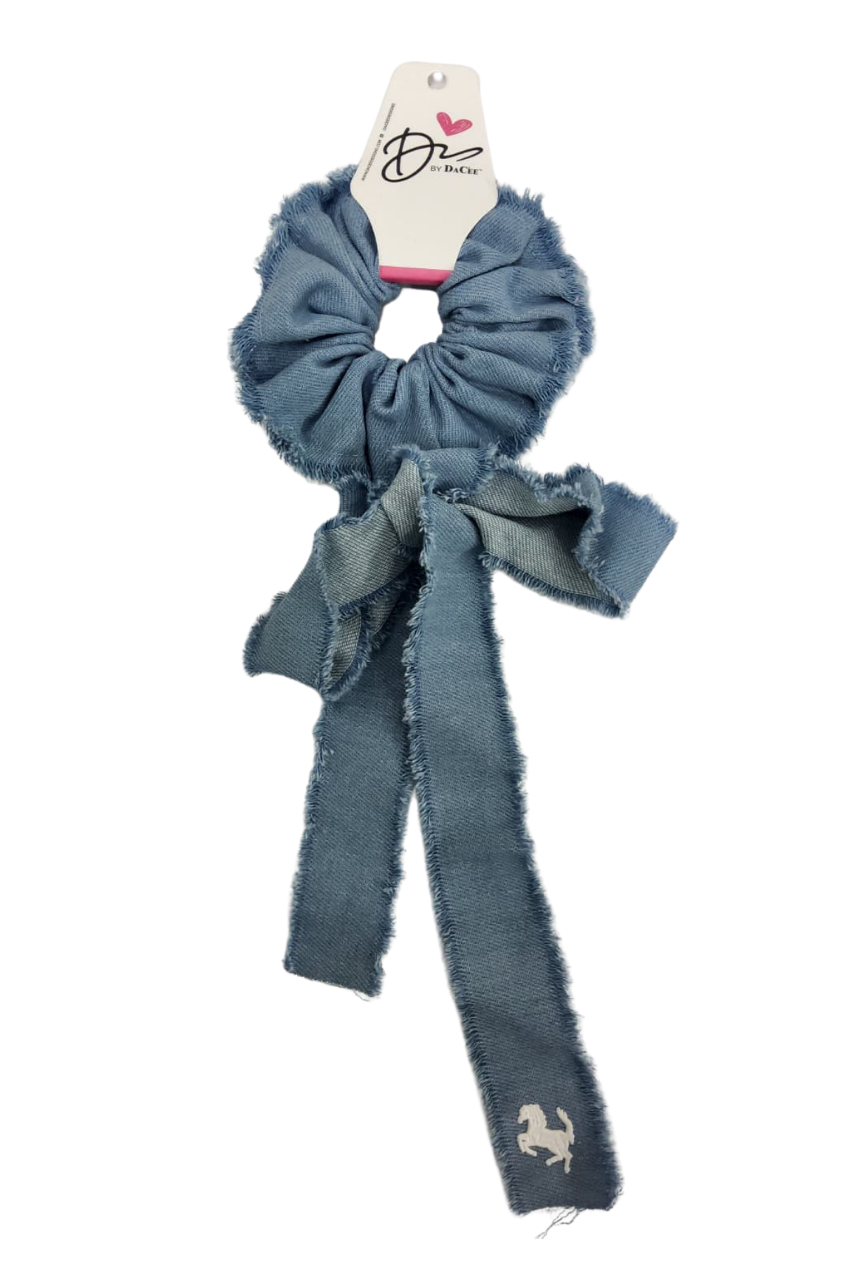 Horse Patch Denim Large Bow Scrunchy