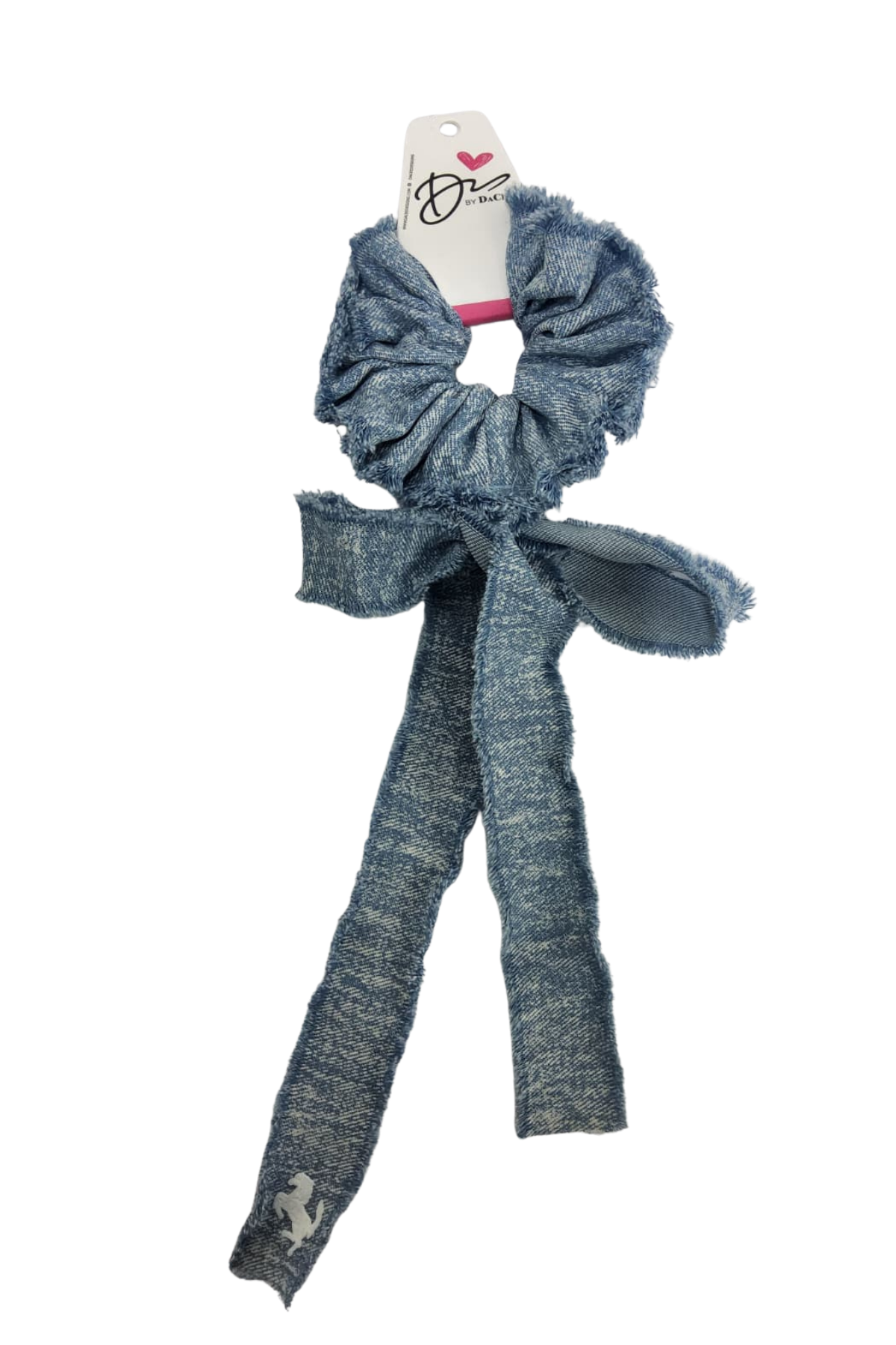 Horse Patch Denim Large Bow Scrunchy