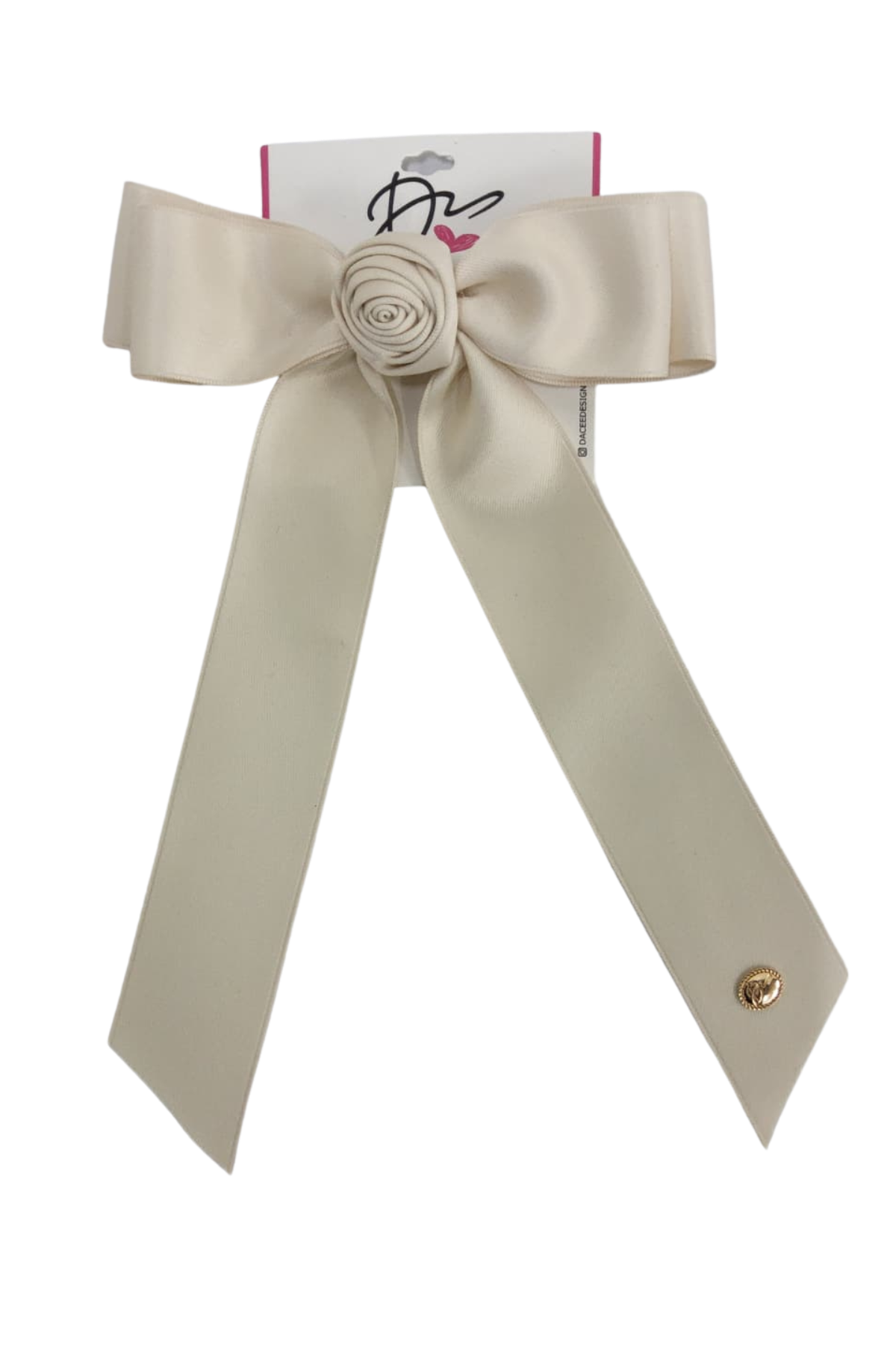 Satin Rose Bow Large Clip