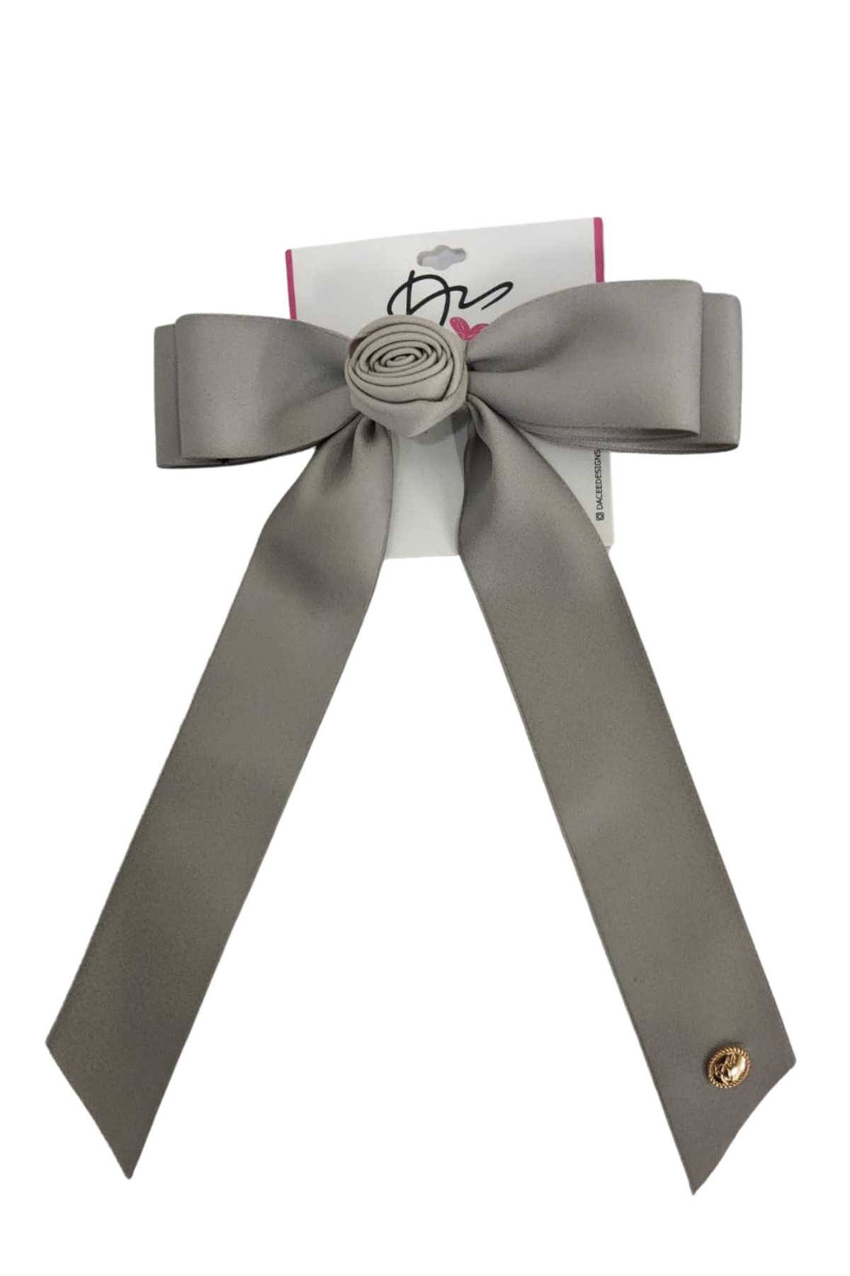 Satin Rose Bow Large Clip